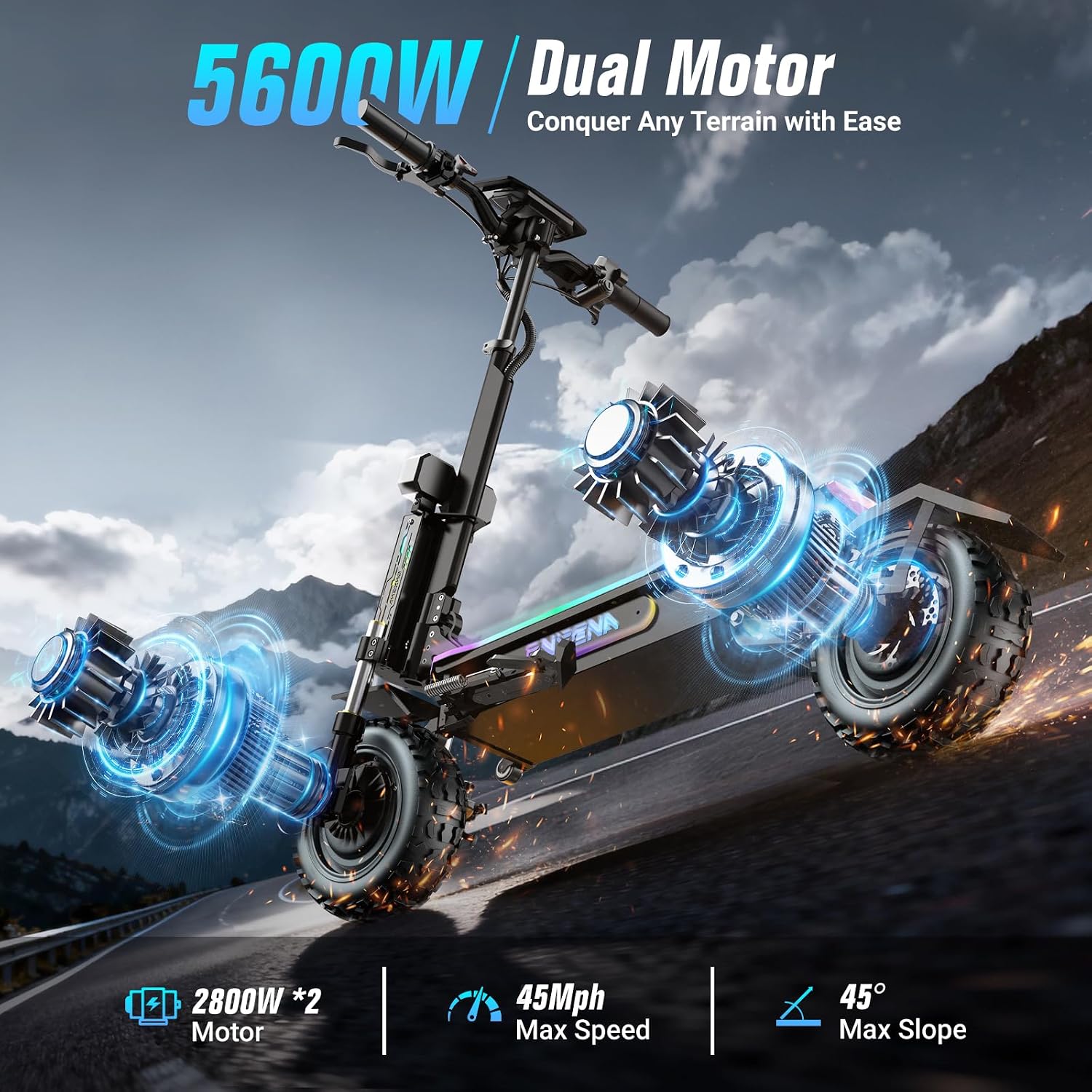 60V 5600W Dual Motor Electric Scooter - Elektrische scooters voor volwassenen - 5600W