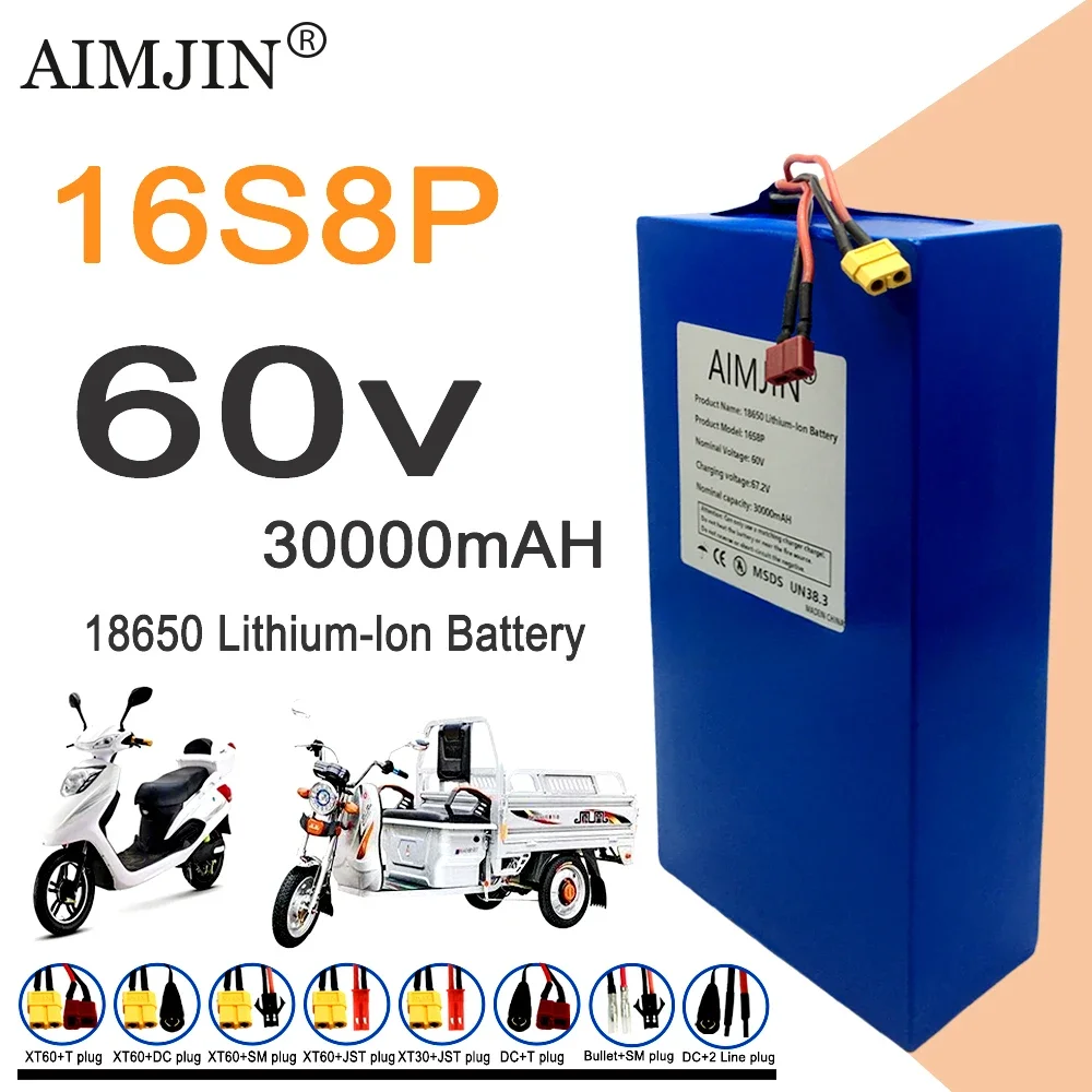 60V 30Ah Electric Scooter Battery - 16S8p 1000-3000W Gloednieuwe Lithium Batterij 60V