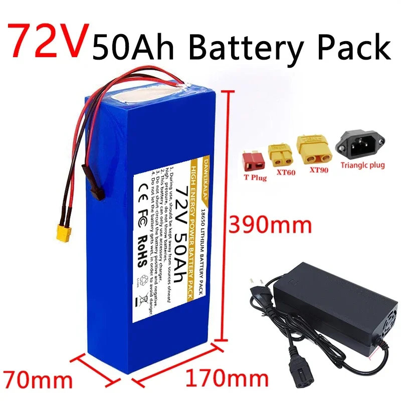 60V 30Ah Electric Scooter Battery - 72V 18650 Batterijpakket 50Ah Hoog vermogen