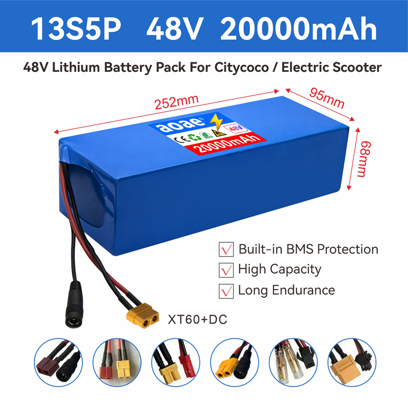 60V 30Ah Electric Scooter Battery - 48V elektrische scooterbatterij 13S5P 20Ah 18650