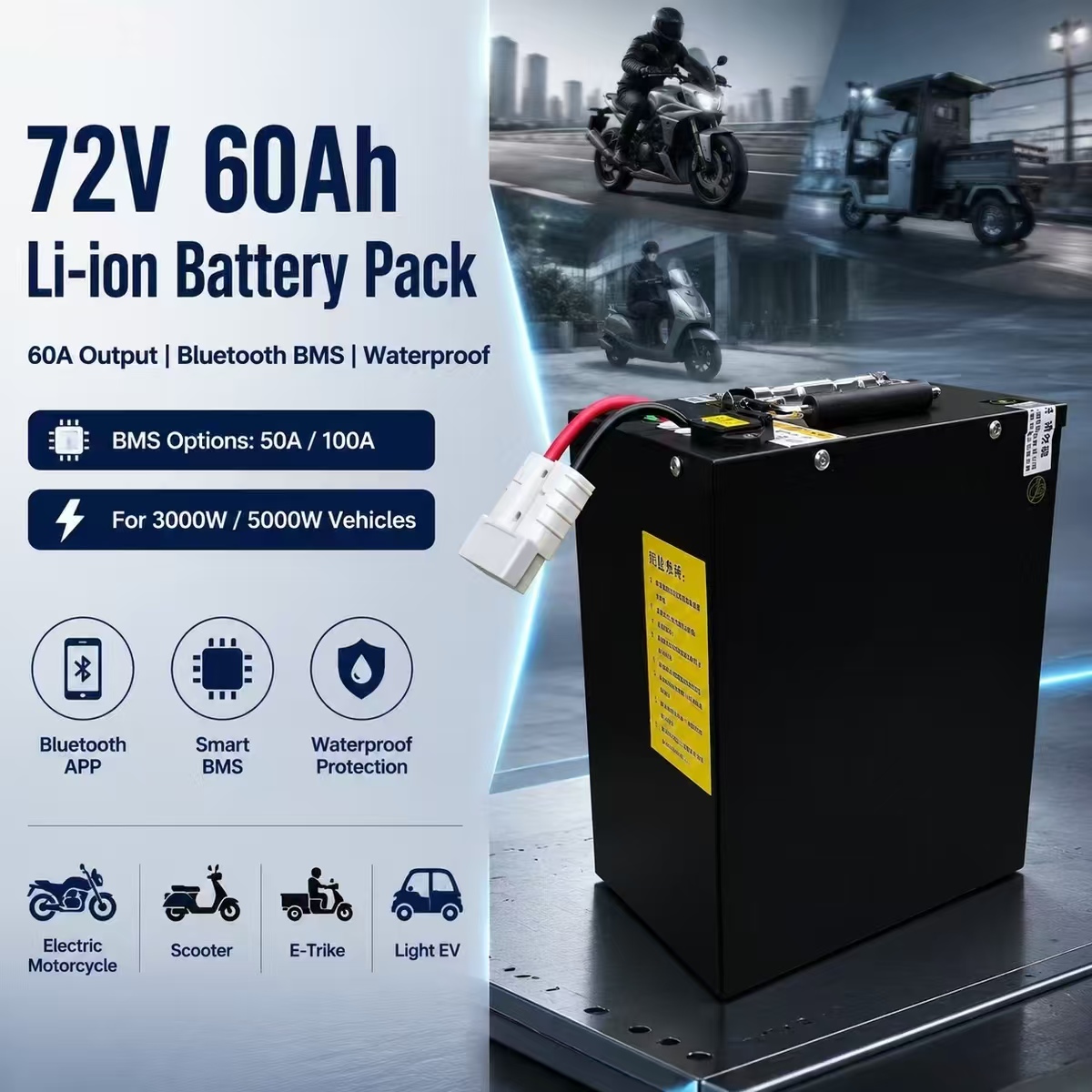 72V 60Ah 60A li-ion lithium-po - 72V 60Ah Lifepo4 Battery Pack recensie en prijs