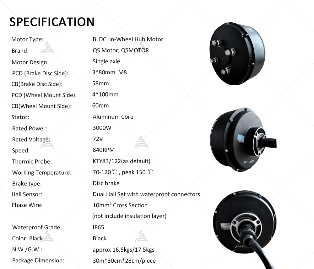 QSMOTOR 205 3000W V3 72V 80KPH - Electric Motorcycle Conversion Kit 72V recensie en prijs