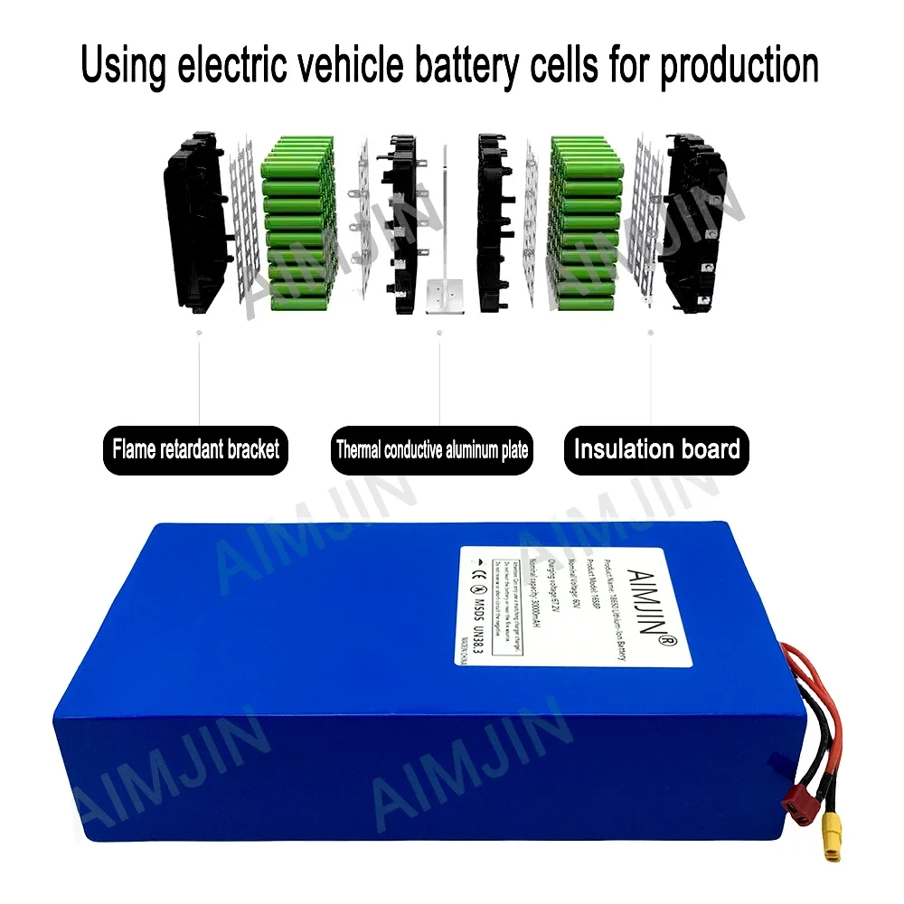 16S8p 1000-3000W Gloednieuwe L - 60V 30Ah Electric Scooter Battery recensie en prijs