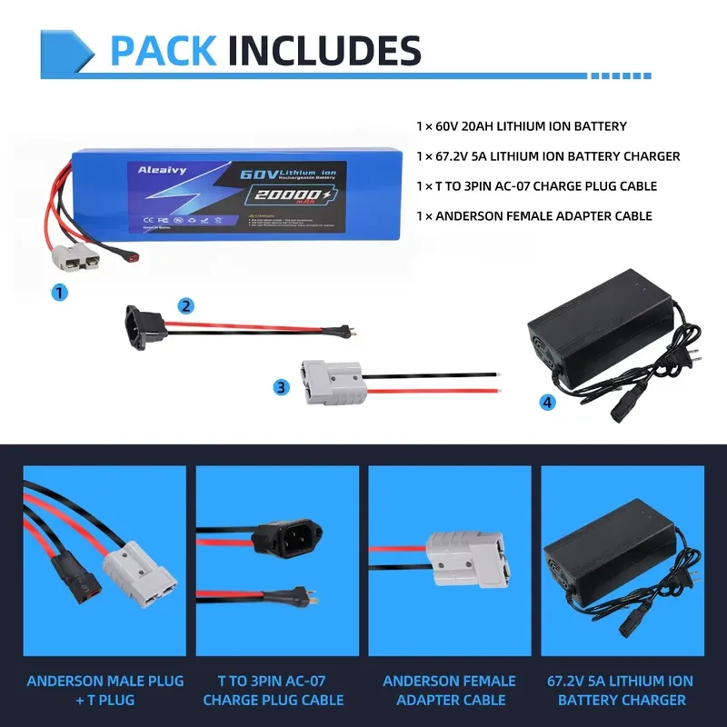 Aleaivy 60V 20AH 30AH 21700 Li - 60V 30Ah Electric Scooter Battery recensie en prijs